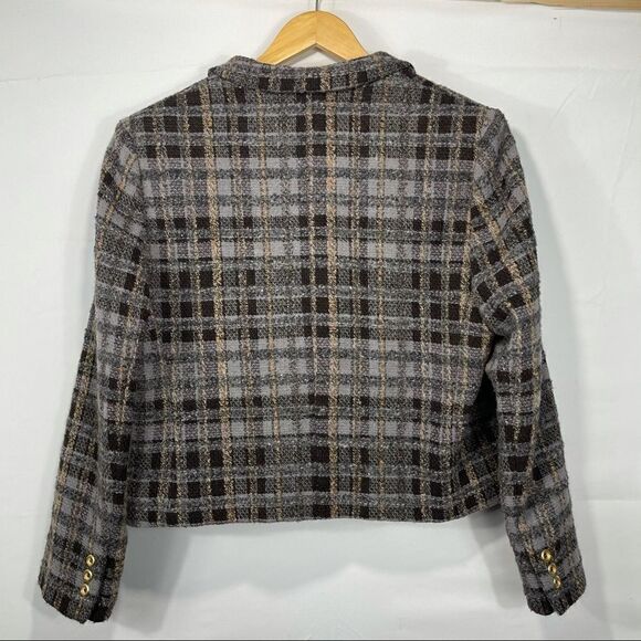 Harve Benard Brown Plaid Button Up Wool Jacket - Picture 8 of 14